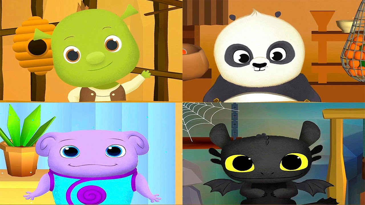 Шрек и его друзья. Панда По с Беззубиком и О из мультика