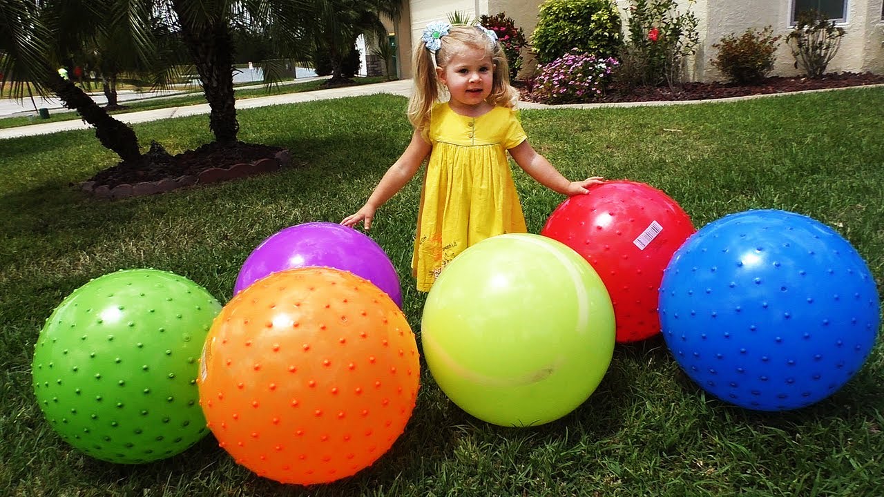 Learn Colors For Kids With Balls Giant Baloons Educational Video For