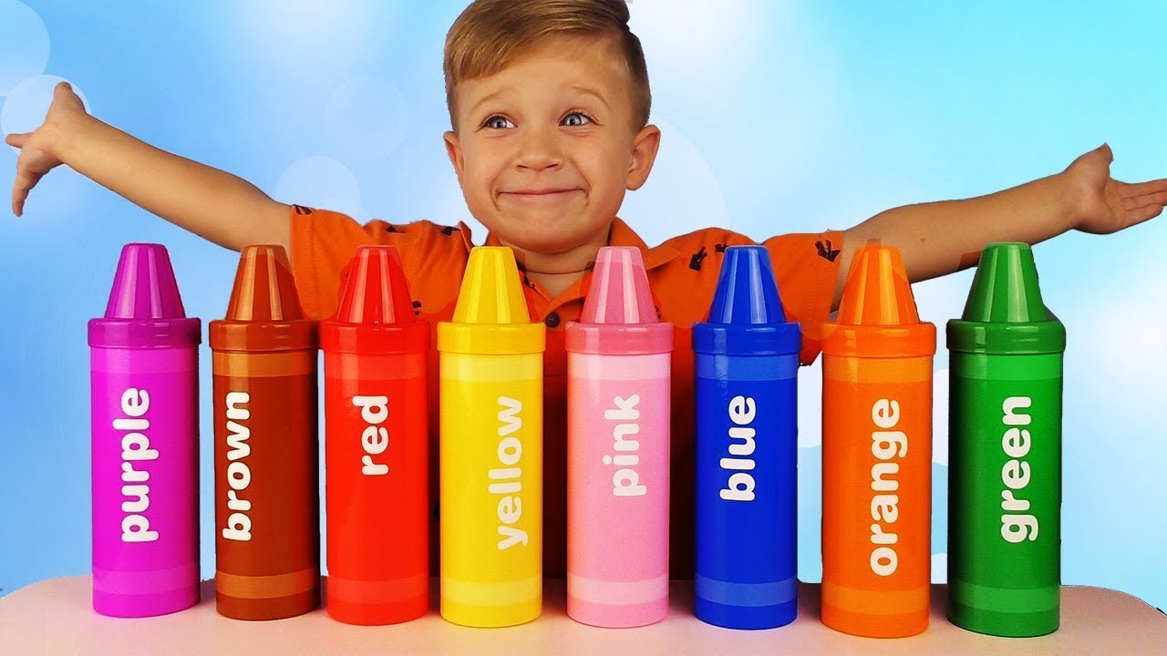 Learn colors with pencil surprises and toys crayons nursery rhymes