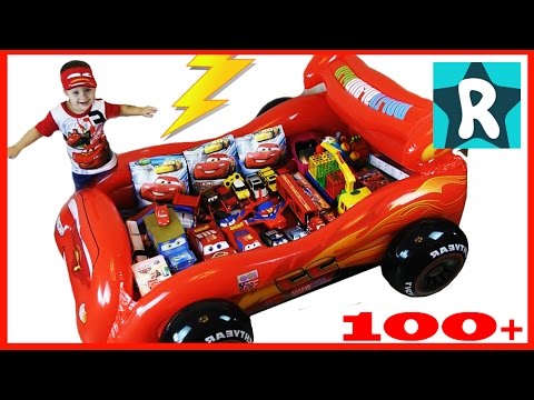 100-cars-toys-GIANT-SURPRISE-OPENING-Disney-Pixar-Lightning-McQueen-100-Tachki-MOLNIYA-MAKVIN