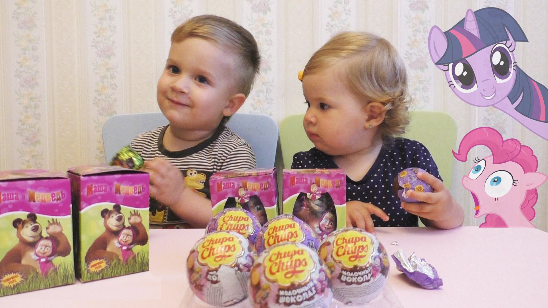 Masha-i-Medved-SHary-CHUPA-CHUPS-Moj-Malenkij-Poni-open-new-eggs-surprise