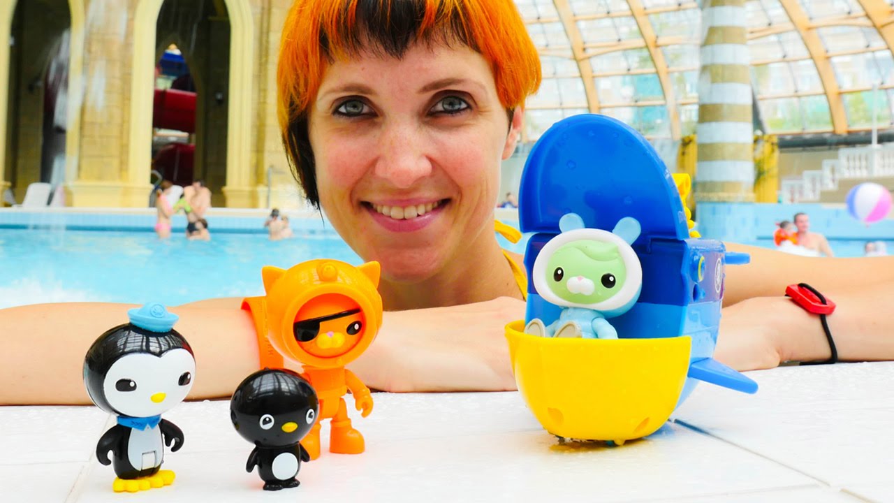 Video-v-akvaparke.-Igrushki-OKTONAVTY.-Akvapark-Karibiya.-Igrushechnyj-ledohod-i-novye-igry-dlya-detej