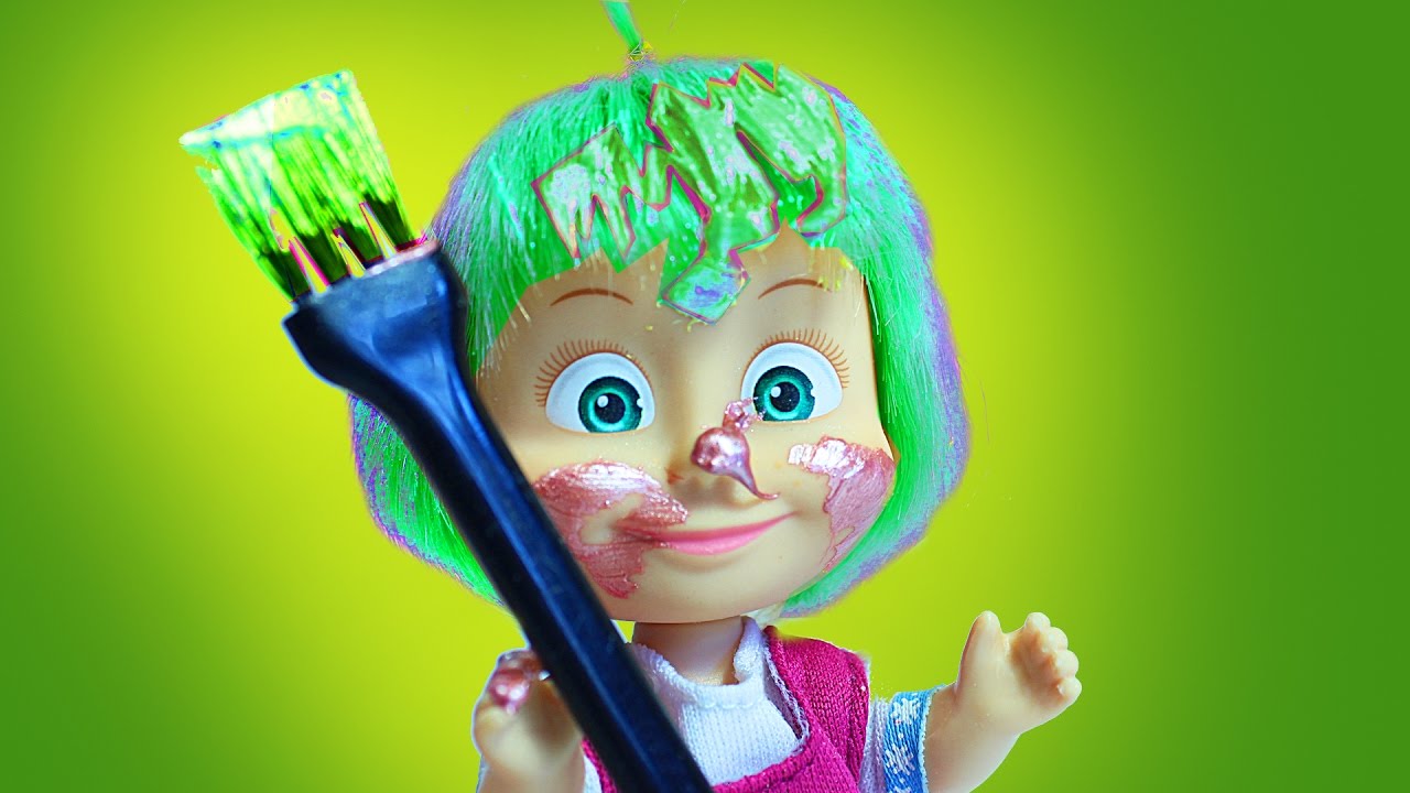 Kak-Masha-POKRASILA-VOLOSY-v-zelenyj-tsvet.-Multfilm-dlya-detej