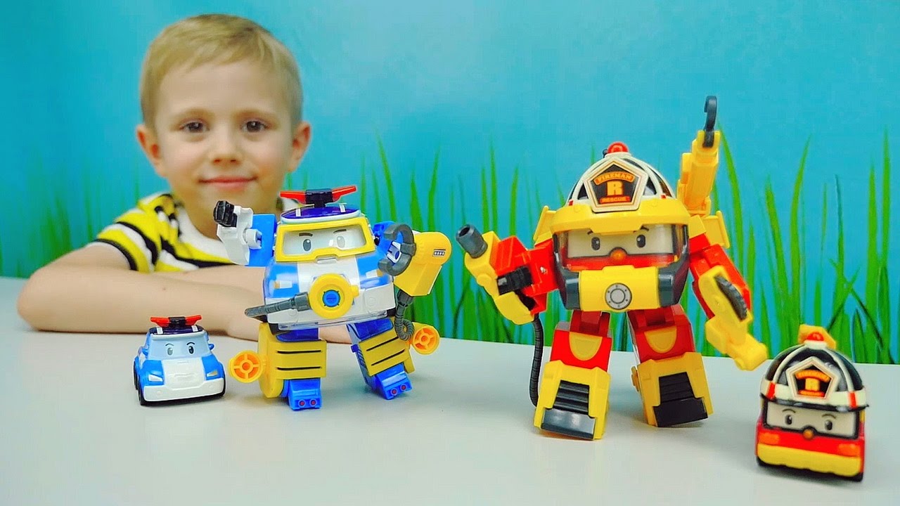 Robokar-Poli-Vodolaz-i-Robokar-Roj-Superpozharnyj-Robocar-Poli-Diving-and-Roy-Super-Fireman