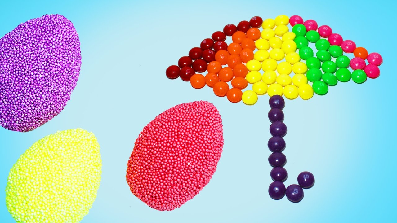 SHarikovyj-plastilin-i-yajtsa-s-syurprizami-Uchim-tsveta-s-konfetami-Skittles-Video-s-igrushkami