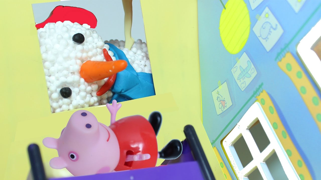 Svinka-Peppa-i-Dzhordzh-slepili-neobychnogo-snegovika.-Multik-iz-igrushek