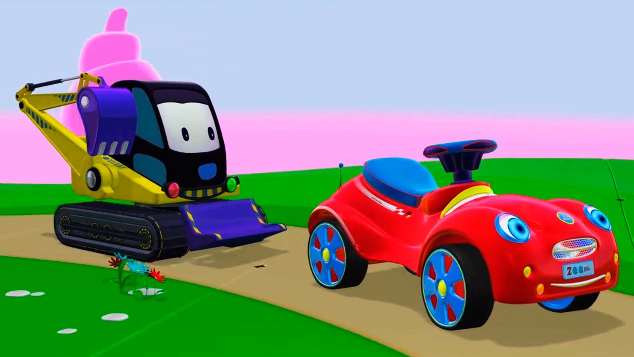 3D-multik-dlya-malyshej.-Mashinka-i-Ekskavator-sobirayut-Pazl-figury-dlya-detej.-Multiki-Zim-Zum