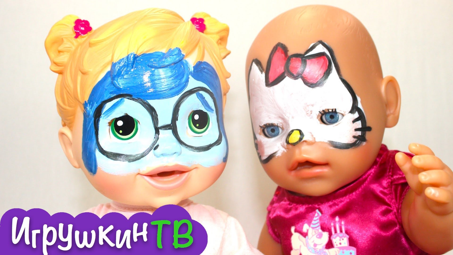 Dochki-Materi.-Delaem-Akvagrim-dlya-Kati-i-Lizy.-Risuem-mordashki-Helou-Kitti-i-Pechal