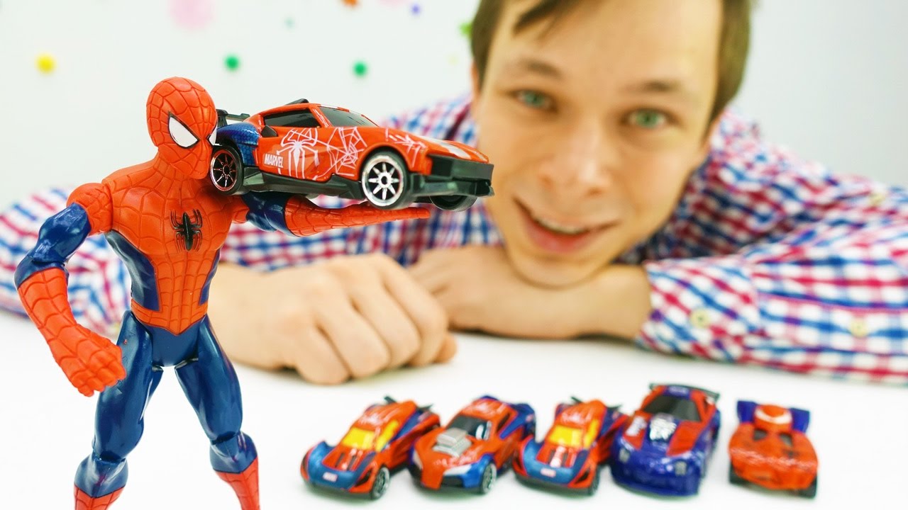 Igry-mashinki-video-pro-igrushki-CHelovek-Pauk-i-drugie-Novaya-mashina-CHeloveka-Pauka