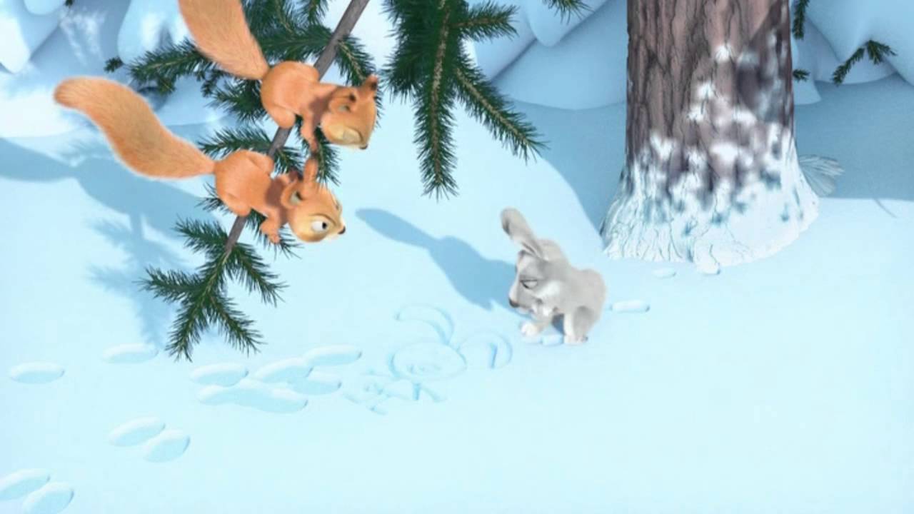 Masha-i-Medved-Kartina-maslom-Risunok-na-snegu