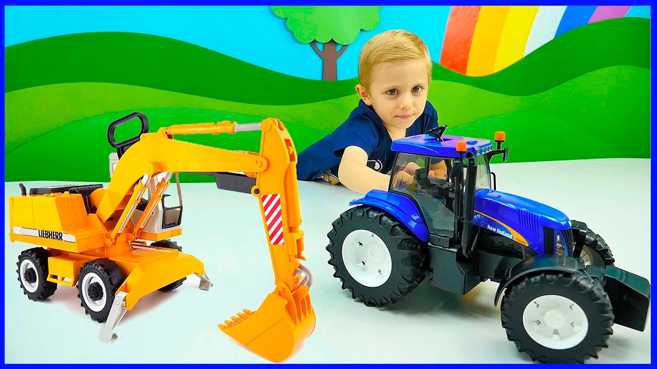 Mashiny-BRUDER-dlya-detej.-Traktor-Ekskavator-Pogruzchik-Musorovoz-Samosval.-Mashinki-vse-serii