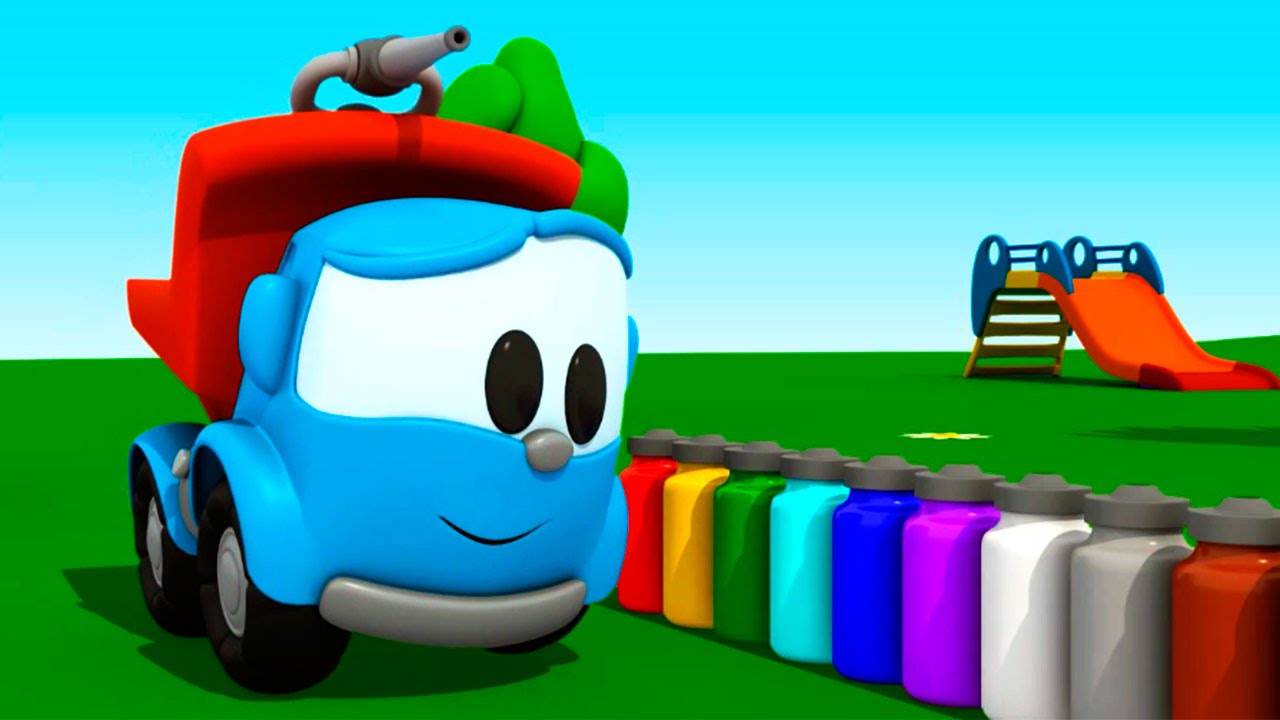 Multfilmy-3d.-Raskraska.-TSveta-dlya-detej.-Gruzovichok-Leva-Malysh-uchim-tsveta