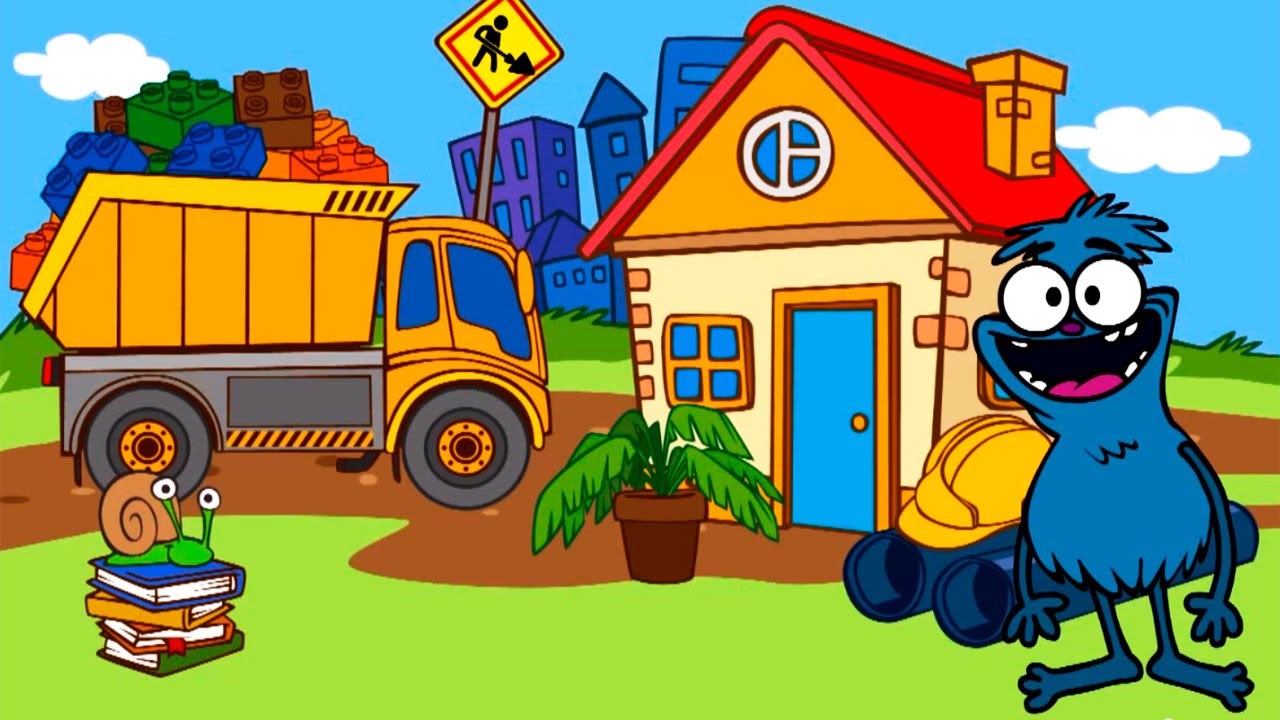 Multik-dlya-detej-CHucha-Veselkin.-CHucha-na-strojke-Ekskavator-Podemnyj-kran-i-Gruzovik