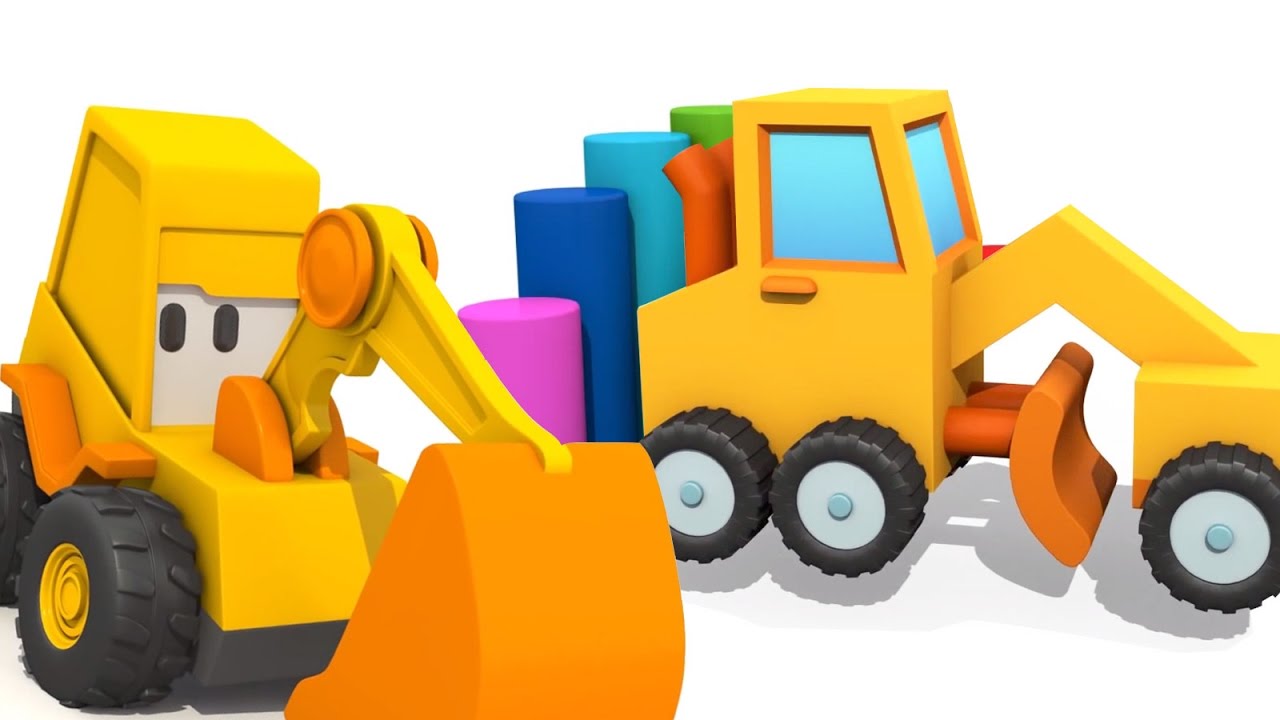 Multik-pro-Ekskavator-Masyu-i-Grejder.-Razvivayushhie-multfilmy-dlya-detej-pro-mashinki