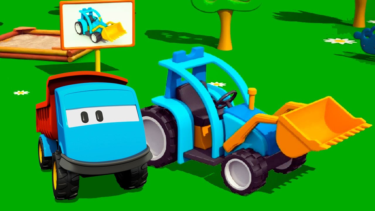 Multik-raskraska.-Uchim-tsveta-Gruzovichok-Leva-i-Traktor-na-detskoj-ploshhadke