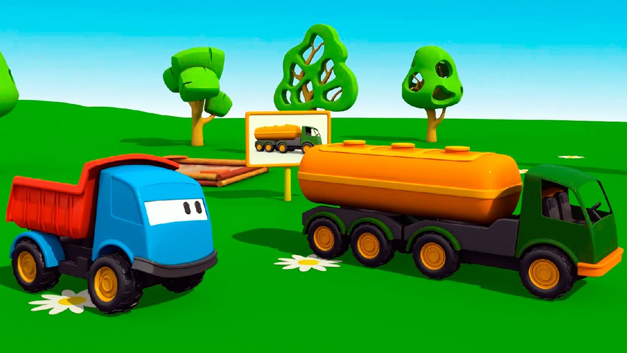 Multiki-dlya-malyshej-pro-mashinki-Gruzovichok-Leva-i-Benzovoz-multfilm-konstruktor