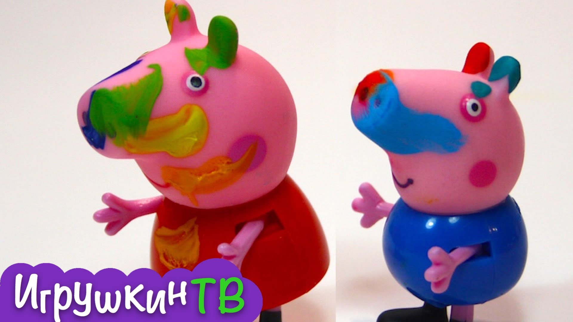 Svinka-Peppa-multik-s-igrushkami.-Peppa-i-Dzhordzh-risuyut-podarok-dlya-Papy-Svina-i-Mamy