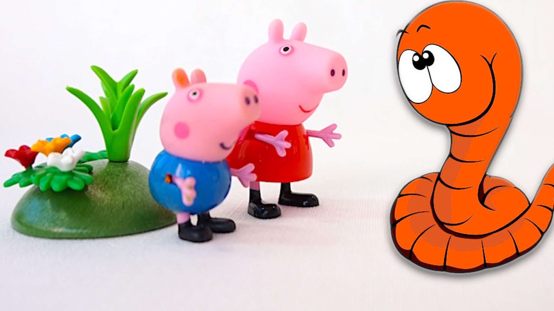 Svinka-Peppa-multik-s-igrushkami.-Peppa-i-Dzhordzh-ubegayut-ot-rozovogo-chervyaka