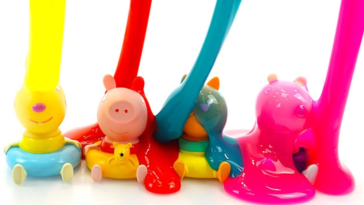 Svinka-Peppa-nabor-dlya-vanny.-Peppa-i-Dzhordzh-kupayutsya-v-lizunah.-Svinka-i-Lizuny.-Igrushkin-TV