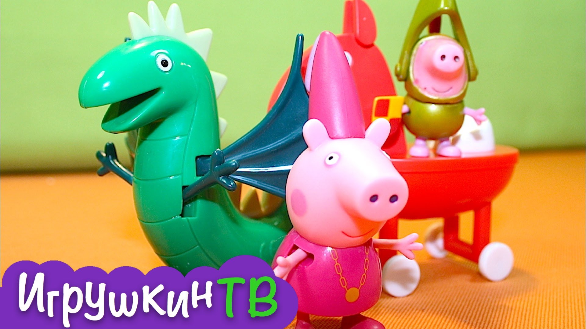 Svinka-Peppa-novyj-obzor-Ser-Dzhordzh-kataetsya-na-loshadi-i-letaet-na-Drakone