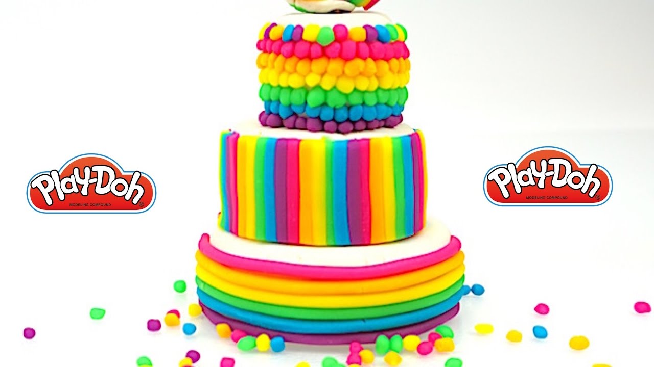 Uchim-tsveta-i-formy-s-plastilinom-plei-do.-Lepim-prazdnichnyi-tort-ukrashaem-tsvetami-radugi