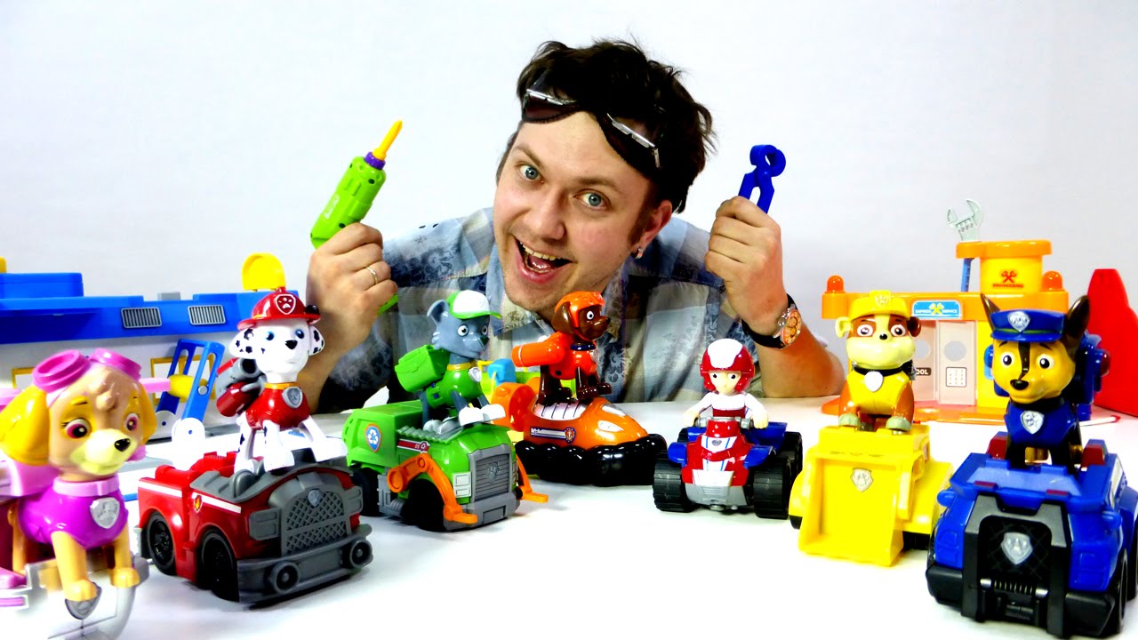 Video-dlya-detej-SHHenyachij-PATRUL-v-garazhe-Aleksa-Provodim-tehosmotr.-Mashinki