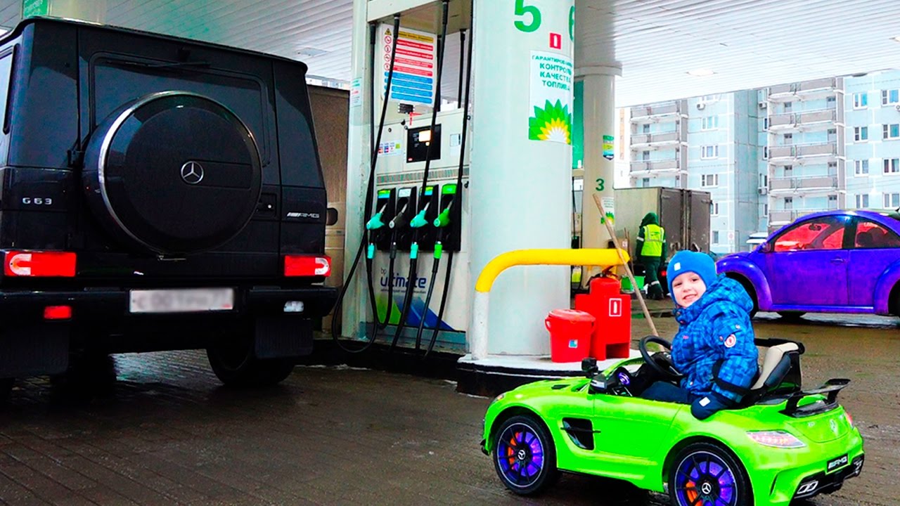 Vrednyj-Malysh-Vladik-Zapravil-Mashinu-Bad-Baby-Driving-Power-Wheels-Toy-Shopping-Petrol-Station