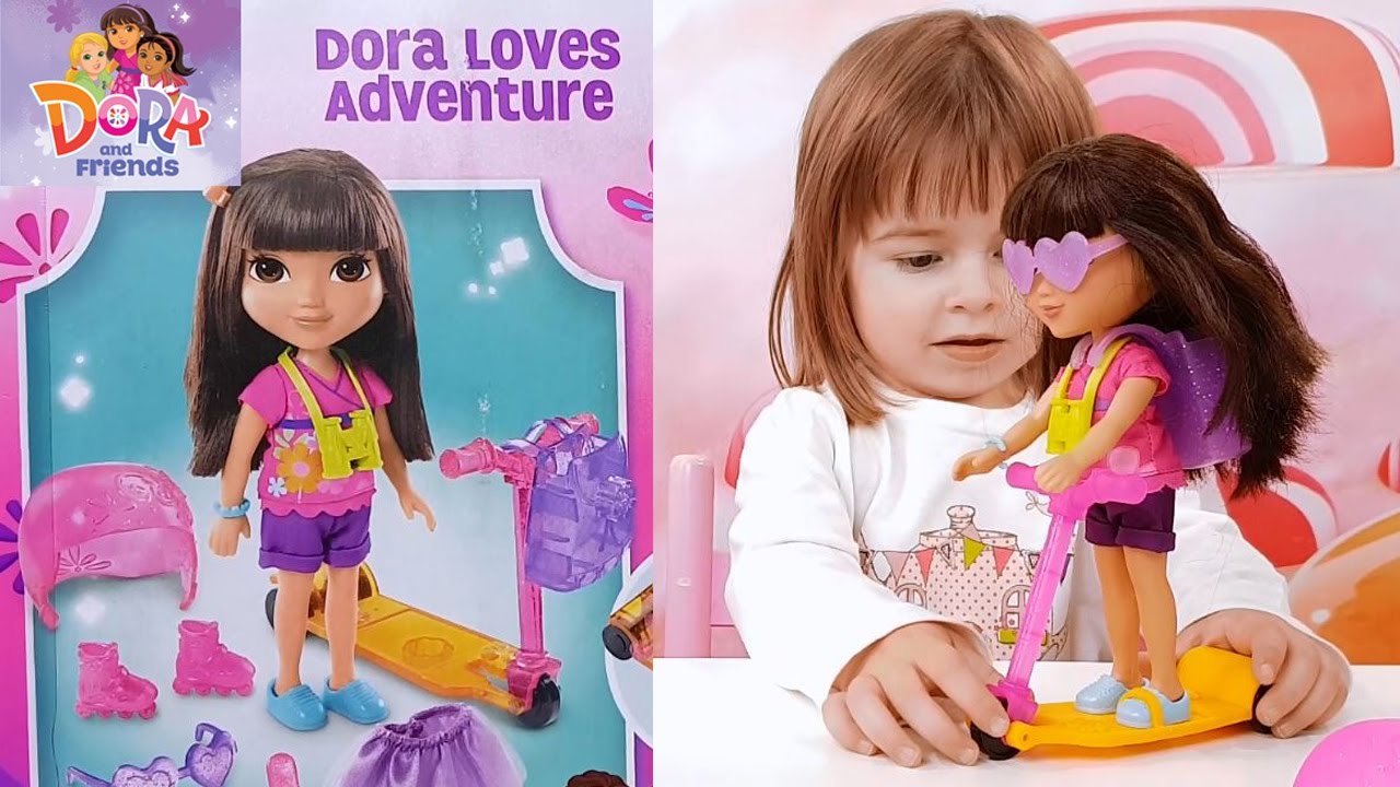 DASHA-Puteshestvennitsa-na-SAMOKATE-i-KONKAH-Dora-and-Friends-Scooter-Rollers