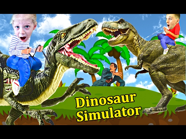 Igraem-v-SIMULYATOR-DINOZAVRA-ohotimsya-na-dinozavrov-razvlekatelnyj-detskij-letsplej-ot-kanala-FFGTV