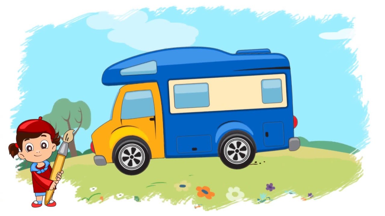 Multiki-dlya-samyh-malenkih.-Multik-raskraska-Doma-na-kolesah.-Uchim-tsveta-s-mashinkami