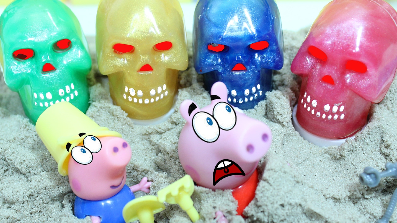 Svinka-Peppa-i-Dzhordzh-OTKOPALI-CHEREPA-s-soplyami.-Lizun.-Sliz.-Multik-iz-igrushek