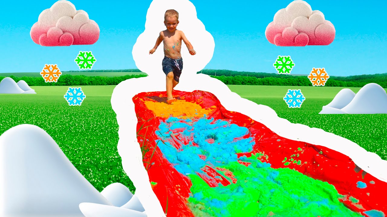 TSVETNOJ-SNEG-Kak-Sdelat.-Dzhelli-Baff-Gonki-Vodnaya-Dorozhka-dlya-DETEJ-4K-GELLI-BAFF-Challenge