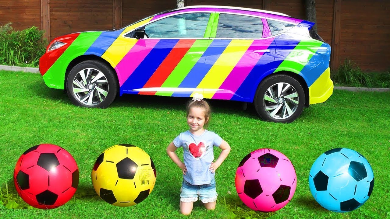 Bad-Kid-Learn-Colors-with-Soccer-Balls-and-Cars-Songs-for-Babies-Kids-Transform-Colored-Cars-Mashinki
