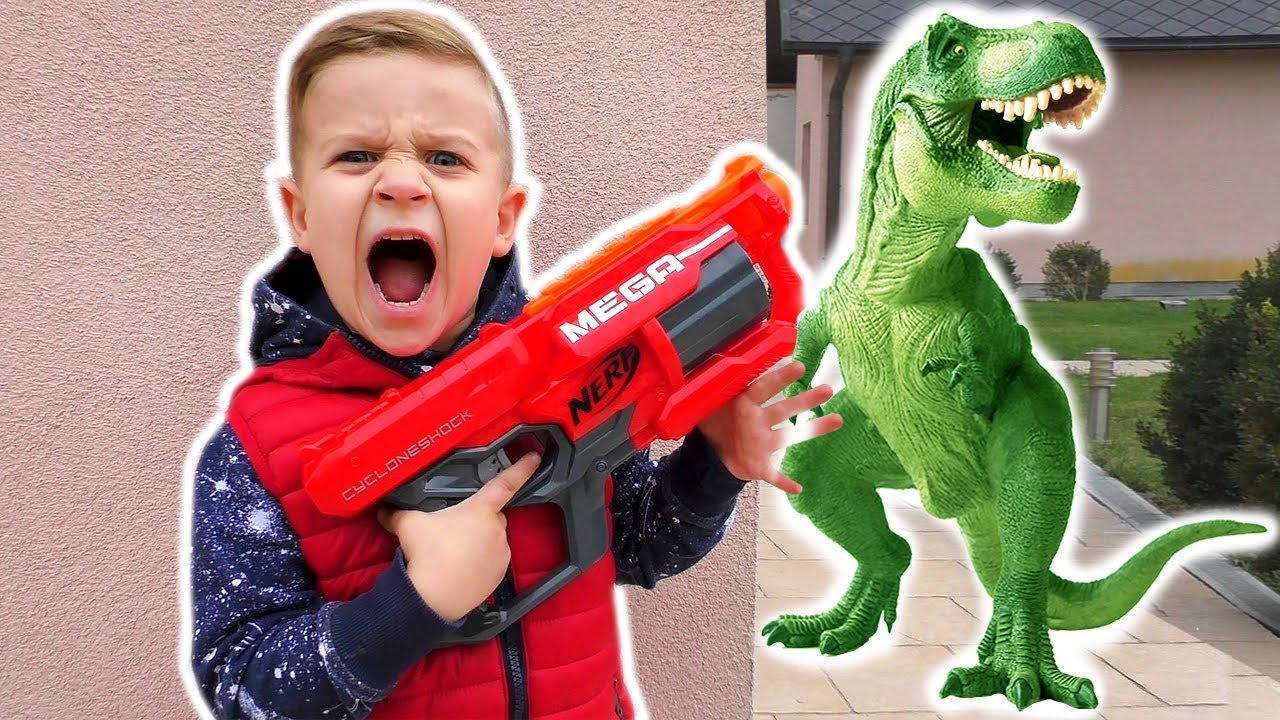 Bad-Baby-vs-GIANT-DINOSAUR-T-rex-Kids-Song-Nursery-Rhymes-for-children-learn-colors-kids-video
