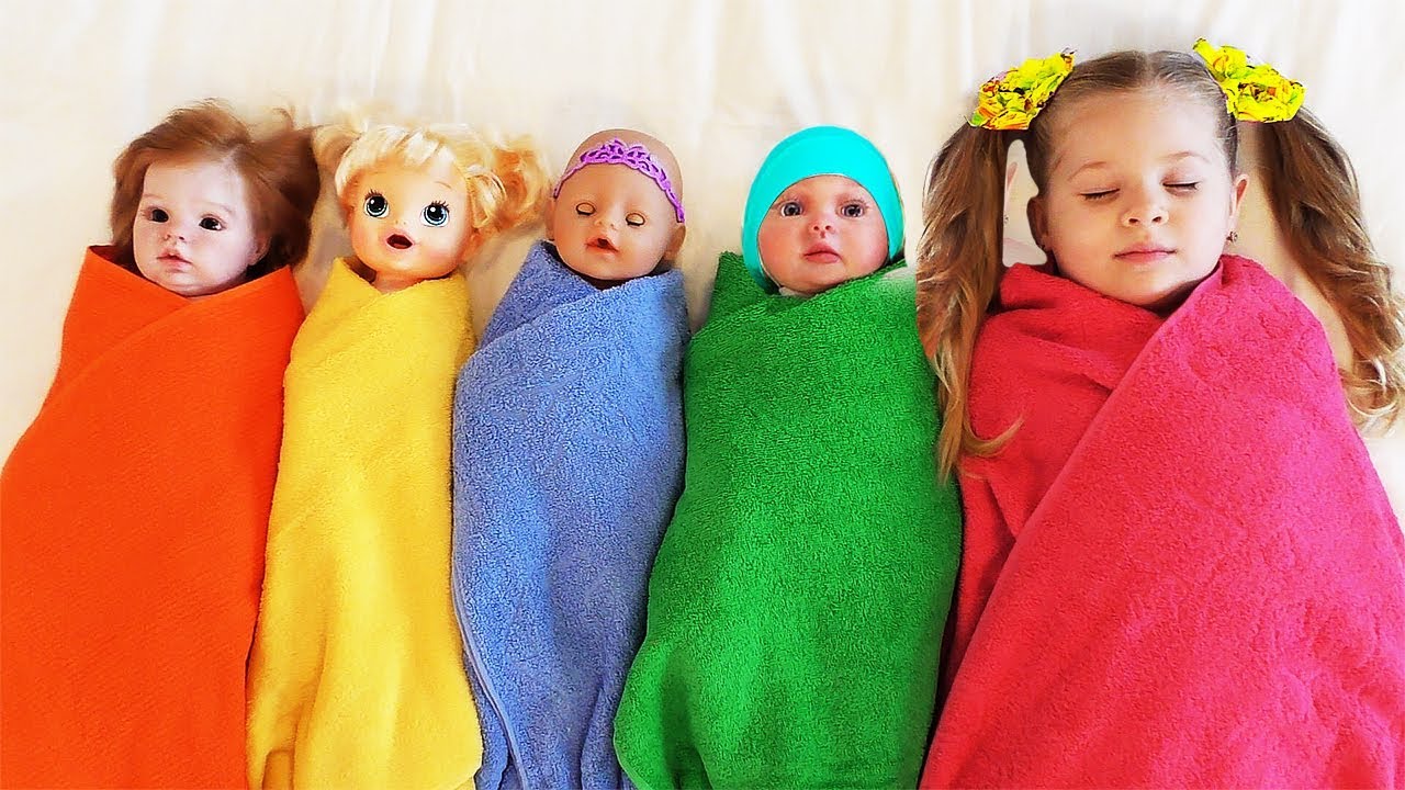Learn-colors-with-Baby-Dolls-Are-you-sleeping-song-nursery-rhymes-for-childrens-baby-songs