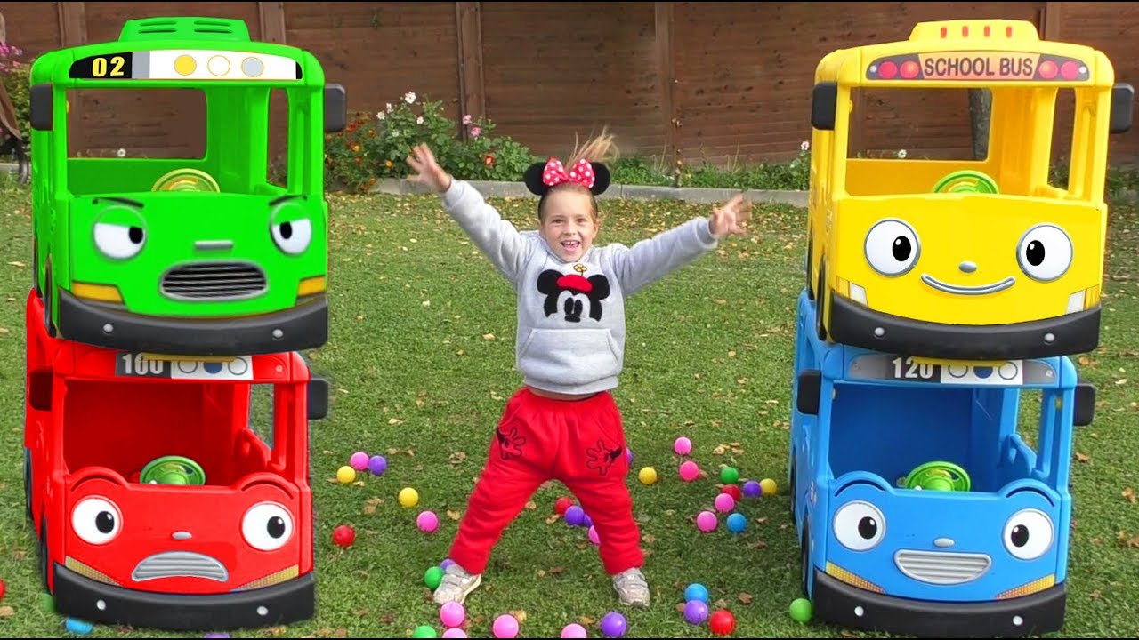 Learn-colors-with-Baby-and-balls-Wheels-On-The-Bus-Tayo-Little-Bus-Nursery-Rhymes-Songs-for-Children