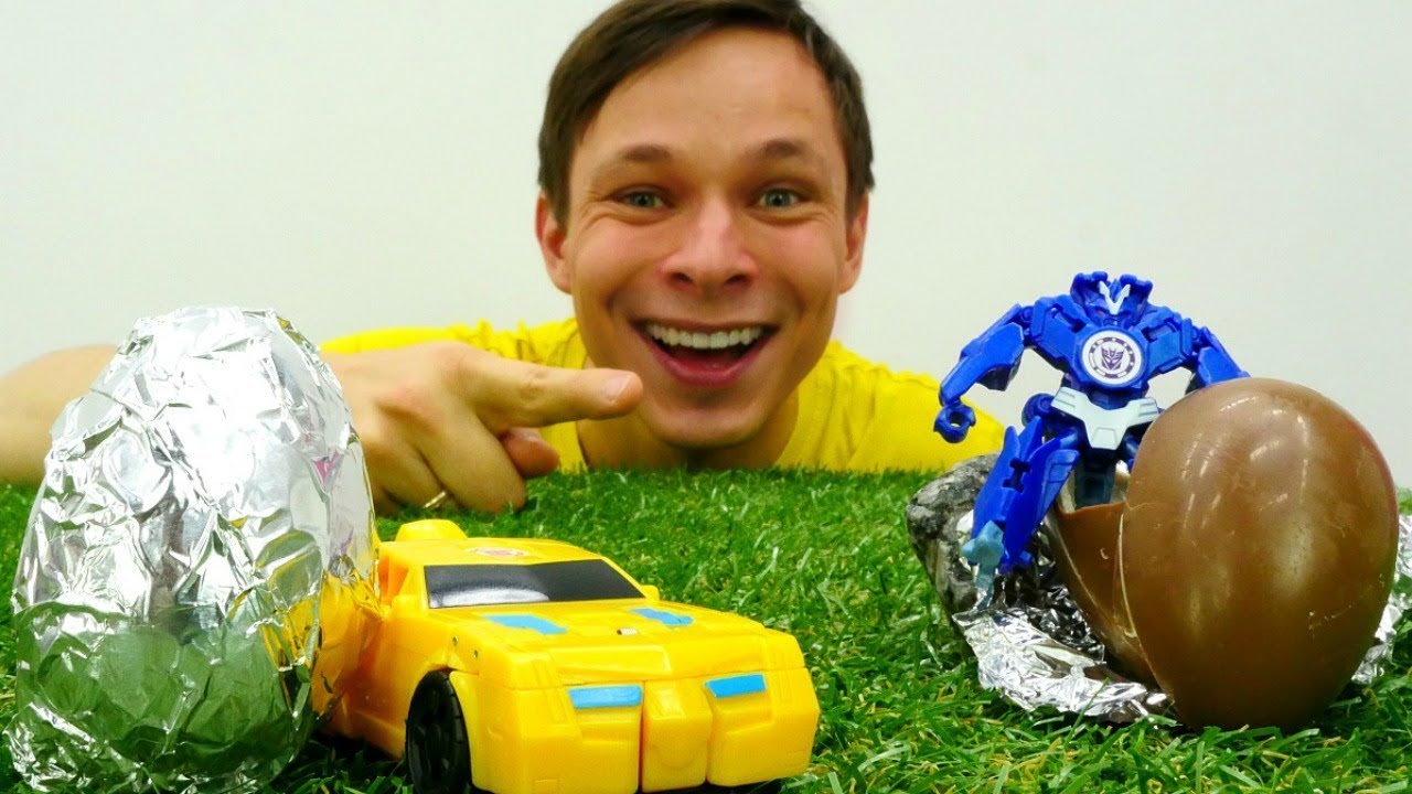 Sokrovishha-Transformery-Fyodor-i-Bamblbi-Raspakovyvayut-SHokoladnye-YAjtsa-Video-igry-dlya-malchikov