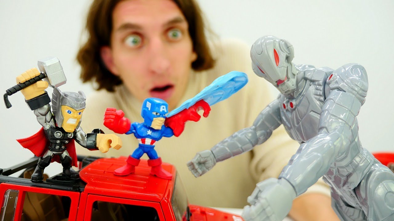 Video-igry-Kapitan-AMERIKA-i-TOR-protiv-Altrona-Giganta-Supergeroi-Marvel-igrushki-dlya-malchikov