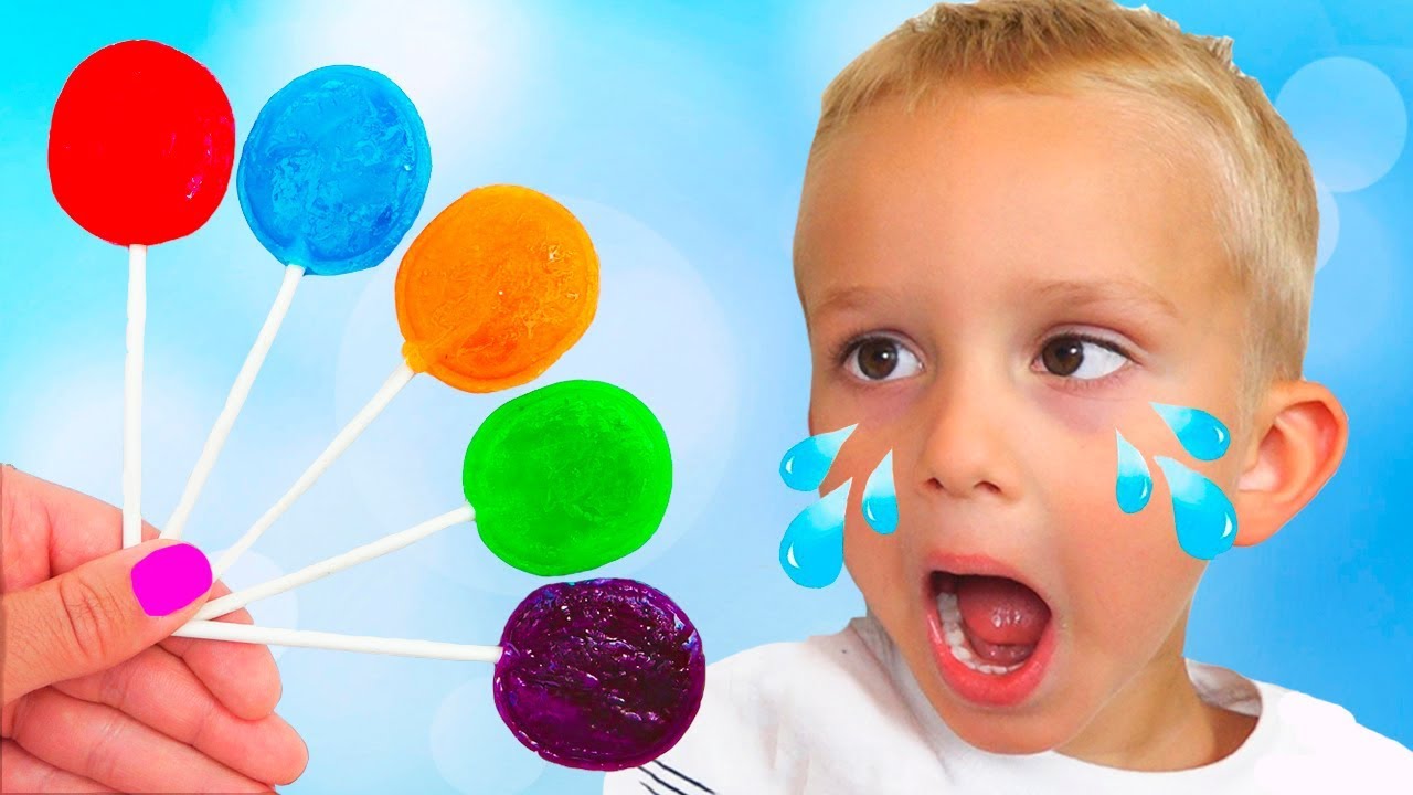Crying-Babies-in-Pool-Learn-colors-with-Colored-Candies-Bad-Kids-Learning-Video-for-children