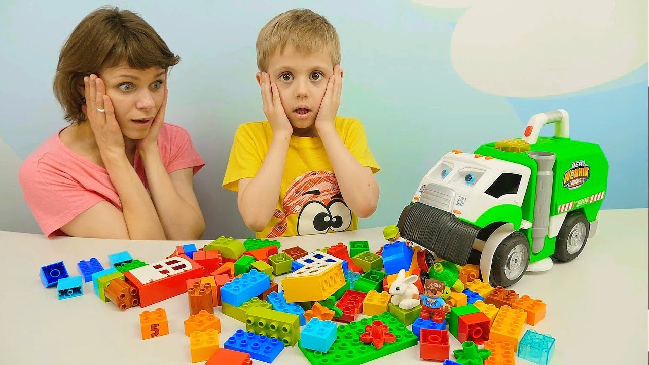 MASHINKA-MUSOROVOZ-Mister-Dasti-poedayushhij-konstruktor-LEGO-Razvivayushhee-i-vesyoloe-video-dlya-detej