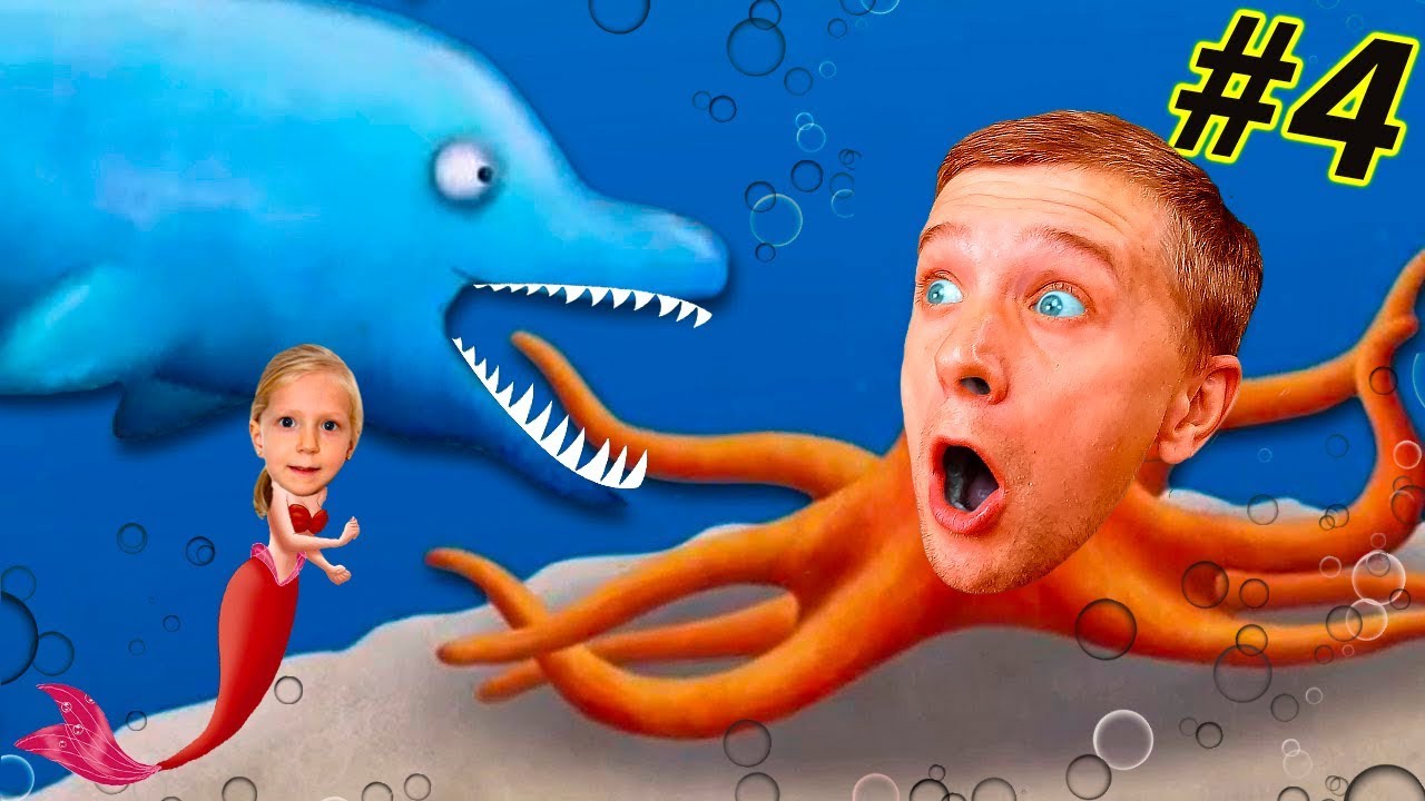 Priklyuchenie-GOLODNOJ-RYBY-4-GOLODNYJ-DELFIN-Veselaya-igra-kak-multik-dlya-detej-ot-FFGTV-Family-fun