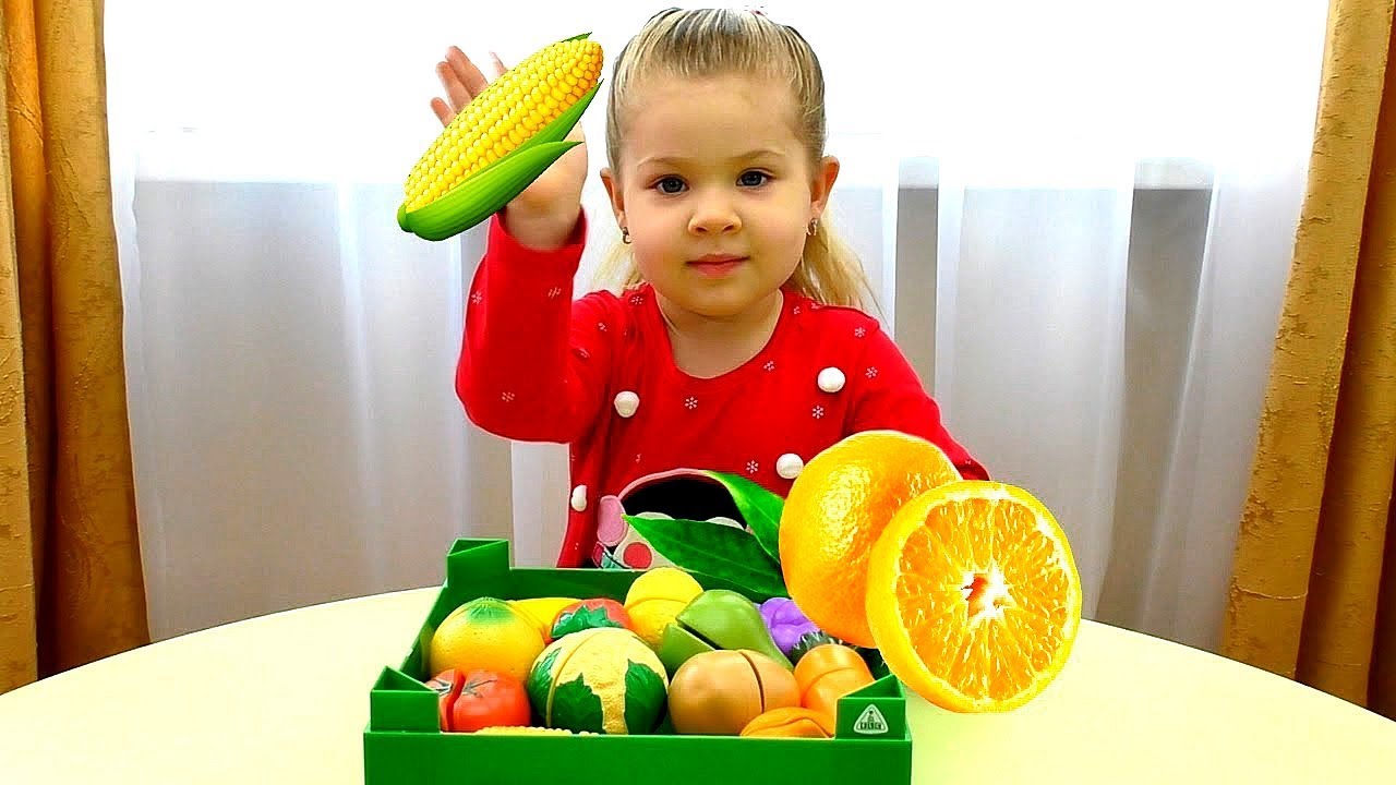Learn-colors-Fruits-and-Vegetables-with-Diana-and-toys-for-kids-Video-for-toddlers