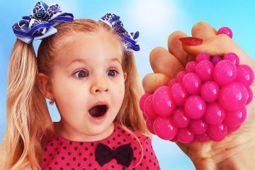 Diana-plays-with-funny-toys-Learn-Colors-with-Squishy-Balls-video-for-children-toddlers