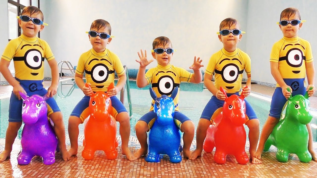 Learn-Donkey-Colors-with-Five-Little-Babies-Jumping-On-The-Bed-Educational-Videos-Good-Song-for-kids