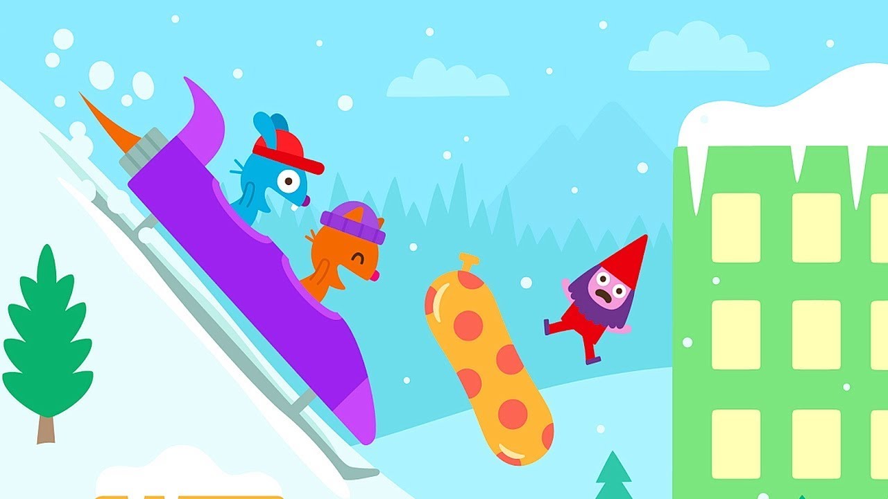 Super-Sanki-Sago-Mini-i-snezhnyj-den-pyosika-Harvi-i-krolika-Dzheka-multfilm-Sago-Mini-dlya-detej