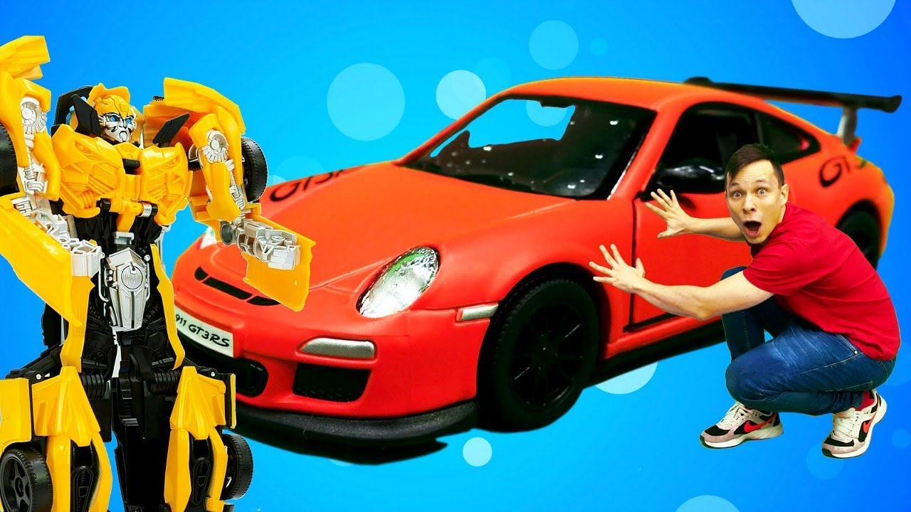 Bamblbi-i-Fyodor-remontiruyut-Porshe-911-GT3.-Video-pro-mashinki-i-Transformery