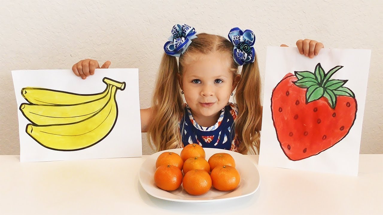 Diana-draws-and-to-name-Fruit-Educational-Video-for-kids-and-toddlers-with-Kids-Diana-Show