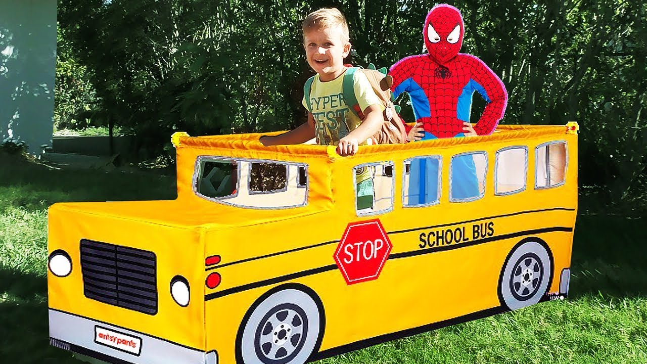 Roma-Pretend-Play-with-School-Bus-Tent-The-Wheels-on-the-Bus-Nursery-Rhymes-Songs-for-Children