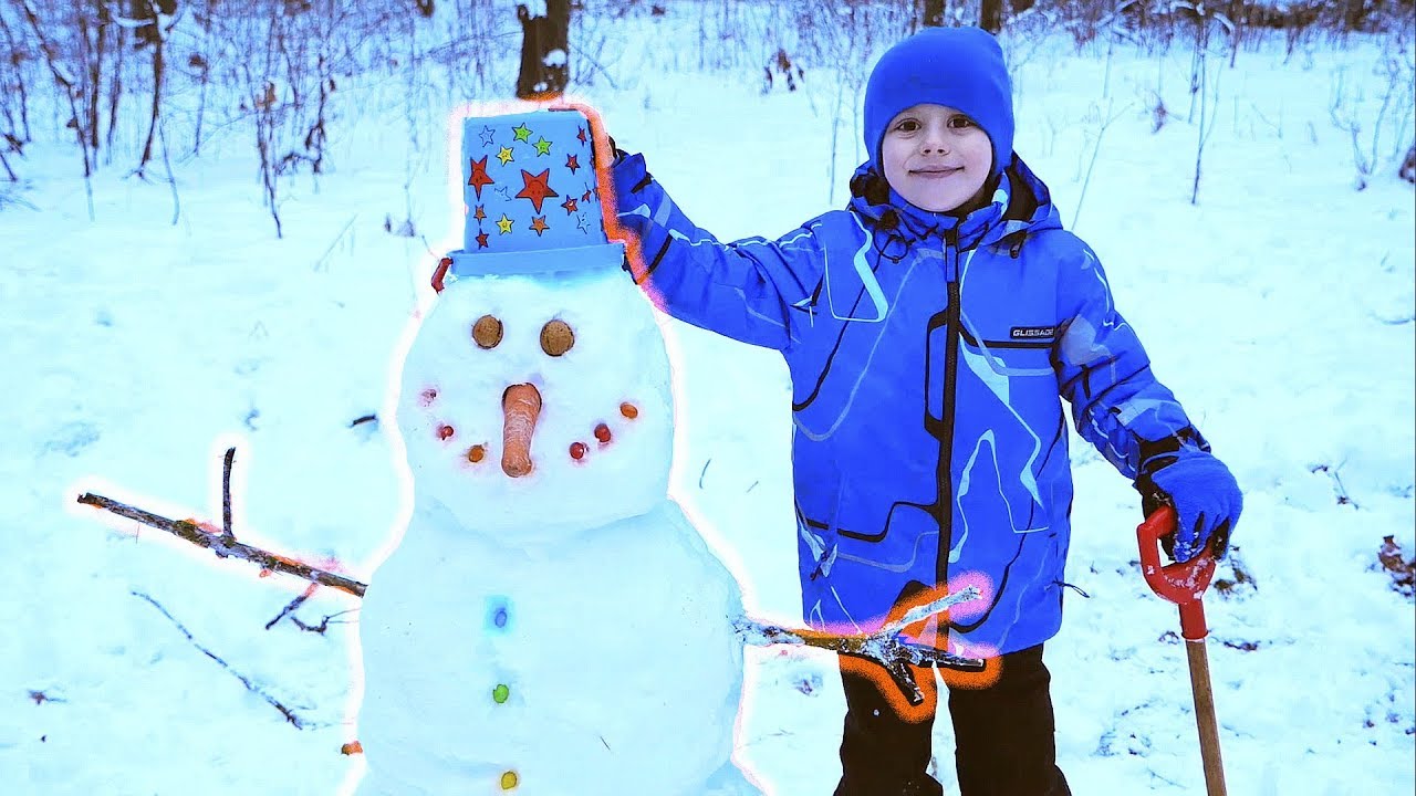 SNEGOVIK-I-DANIK-Zimnie-vesyolye-igry-dlya-detej-s-SNEGOM-Igraem-s-Danikom-Nosiki-Kurnosiki