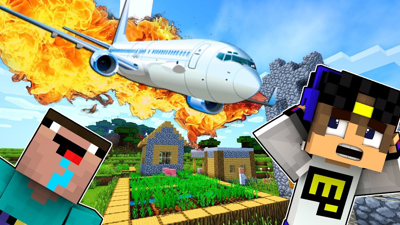 KRUSHENIE-SAMOLETA-NUB-I-PRO-SPASAYUT-DEREVNYU-ZHITELEJ-V-MAJNKRAFT-TROLLING-Video-multik-dlya-detej